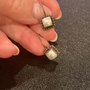 Silpada Pearl Button Frame Square Earrings
